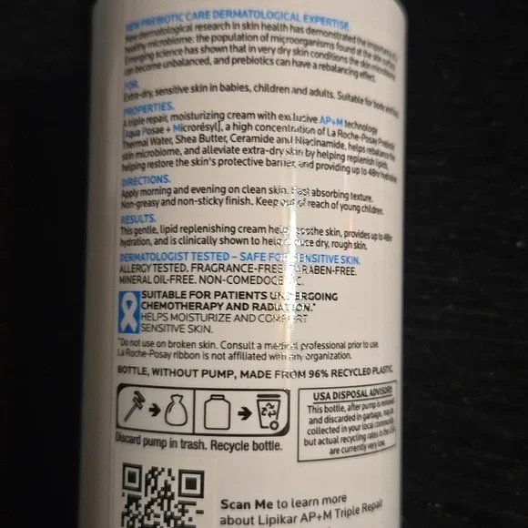 LaRovhe-Posay Lipikatlr Triple Rrpair Moizturizing Cream Face Body 13.52 Oz - Picture 4 of 4